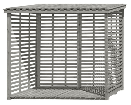 Kaminholzunterstand 02 mit Rückwand, Farbe: Grau - Kiefernholz - 237x114x203 cm