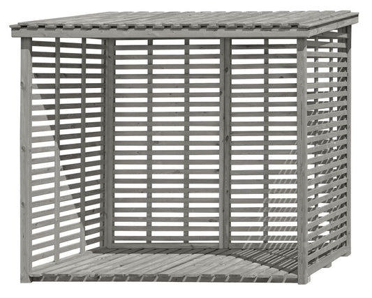 Kaminholzunterstand 02 mit Rückwand, Farbe: Grau - Kiefernholz - 237x114x203 cm