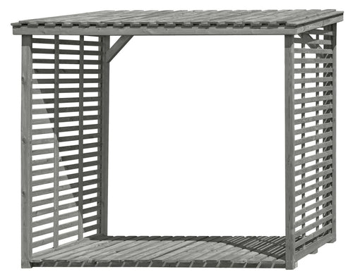 Kaminholzunterstand 02 ohne Rückwand, Farbe: Grau - Kiefernholz - 237x114x203 cm