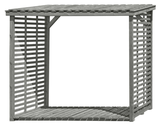 Kaminholzunterstand 02 ohne Rückwand, Farbe: Grau - Kiefernholz - 237x114x203 cm