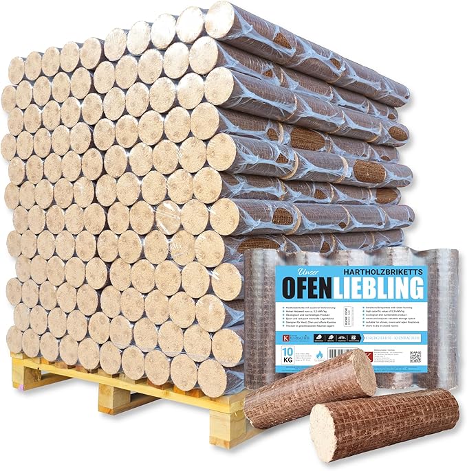 Kienbacher Buche & Eiche Holzbriketts – Nestro mit Zugloch – 96 x 10 kg Palette