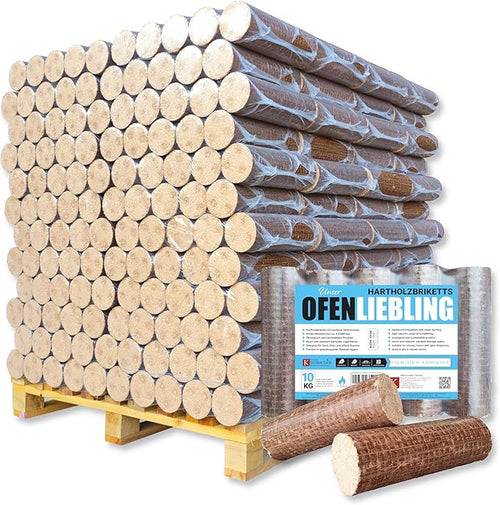 Kienbacher Buche & Eiche Holzbriketts – Nestro mit Zugloch – 96 x 10 kg Palette