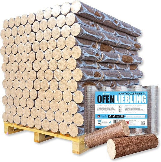 Kienbacher Buche & Eiche Holzbriketts – Nestro mit Zugloch – 96 x 10 kg Palette