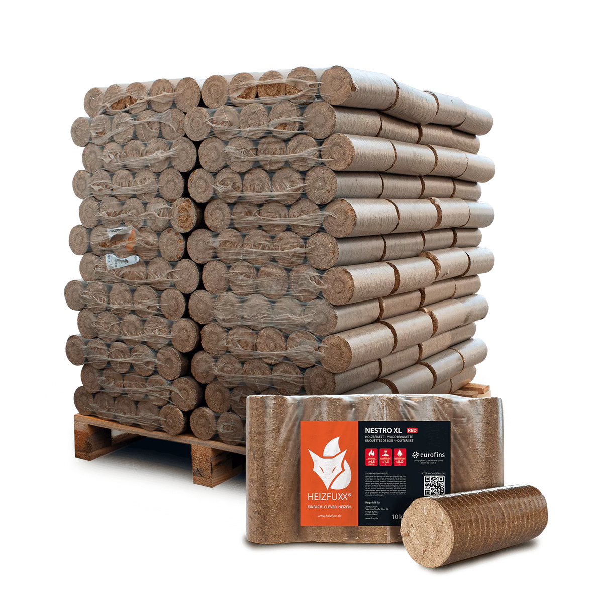 Holzbriketts Nestro XL Red – rund ohne Loch (Palette 960 kg)