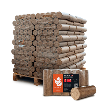 Holzbriketts Nestro XL Red – rund ohne Loch (Palette 960 kg)
