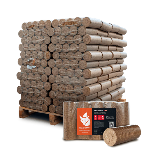 Holzbriketts Nestro XL Red – rund ohne Loch (Palette 960 kg)