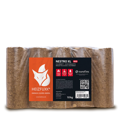 Holzbriketts Nestro XL Red – rund ohne Loch (Palette 960 kg)