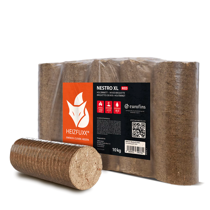 Holzbriketts Nestro XL Red – rund ohne Loch (Palette 960 kg)