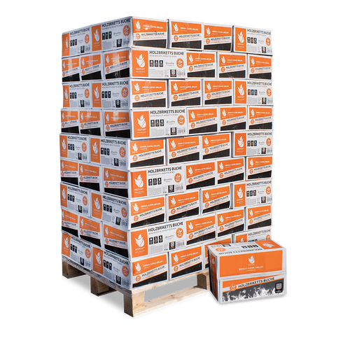 Buchen Nestro Briketts – 12 kg Box – Palette 81× (972 kg)