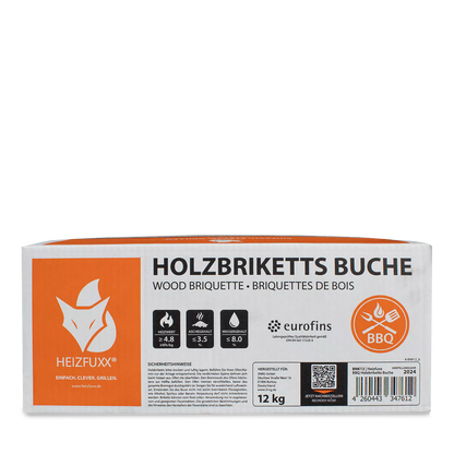 Buchen Nestro Briketts – 12 kg Box – Palette 81× (972 kg)