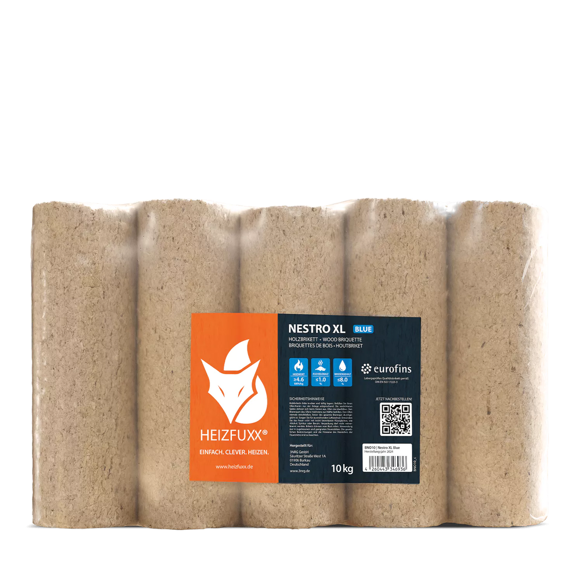 Holzbriketts Nestro XL Blue – rund ohne Loch (Palette 960 kg)