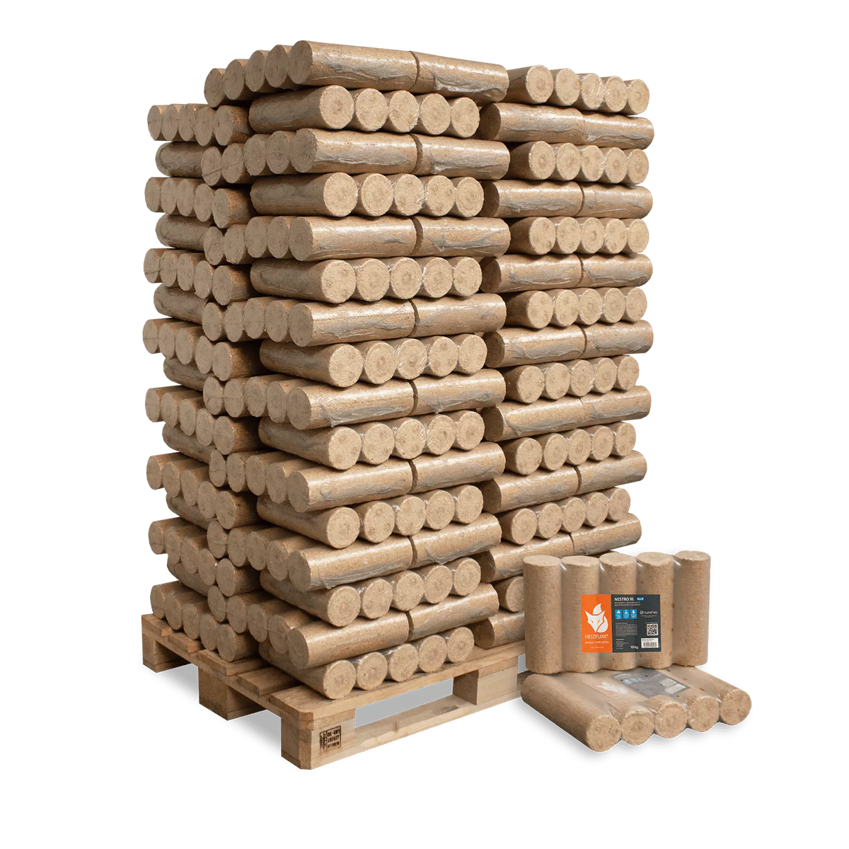 Holzbriketts Nestro XL Blue – rund ohne Loch (Palette 960 kg)