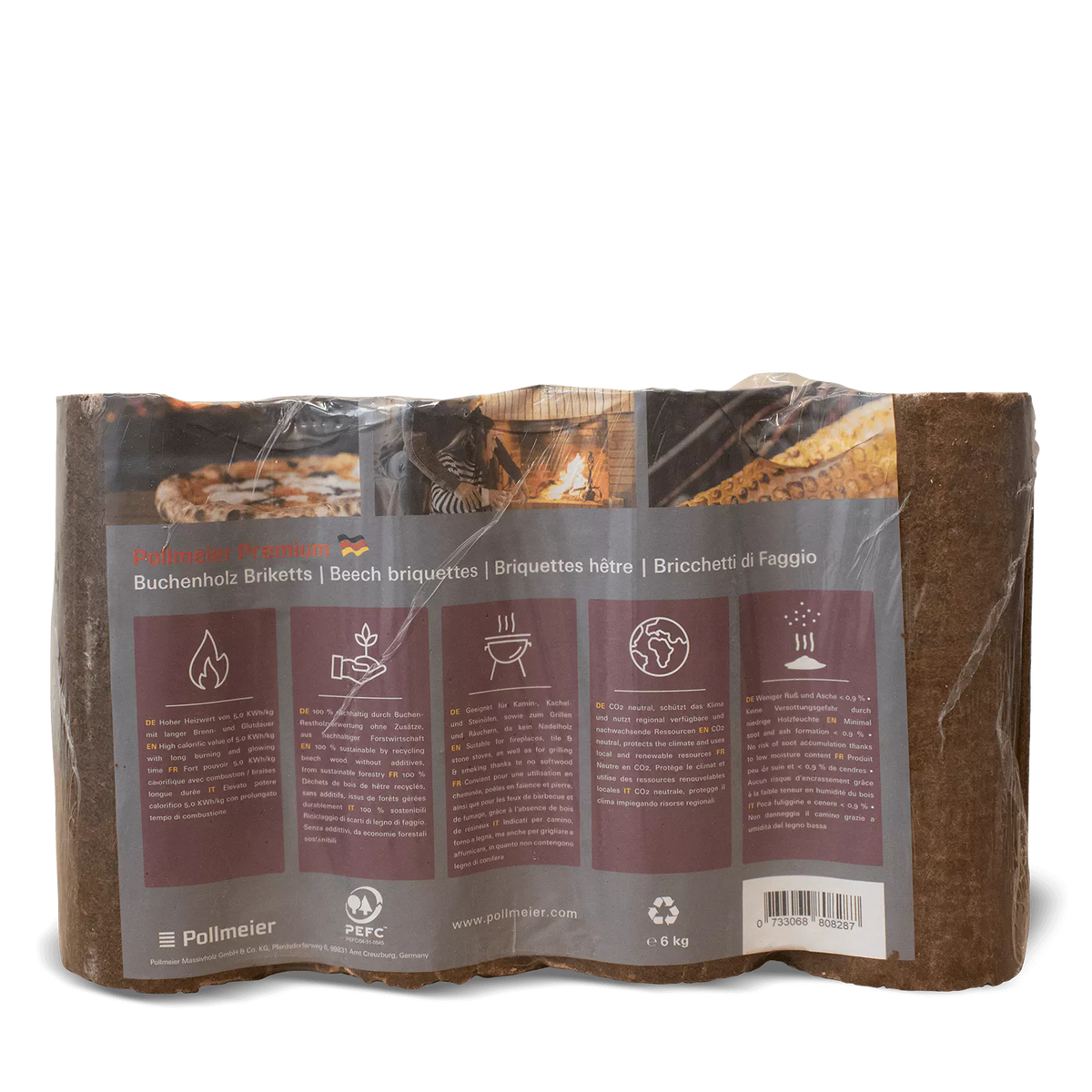 Pollmeier Buchen-Holzbriketts Nestro – rund ohne Loch (Palette 960 kg)