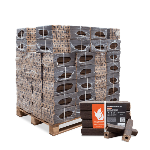 PiniKay Quadro Hartholzbriketts – mit Zugloch (Palette 960 kg)