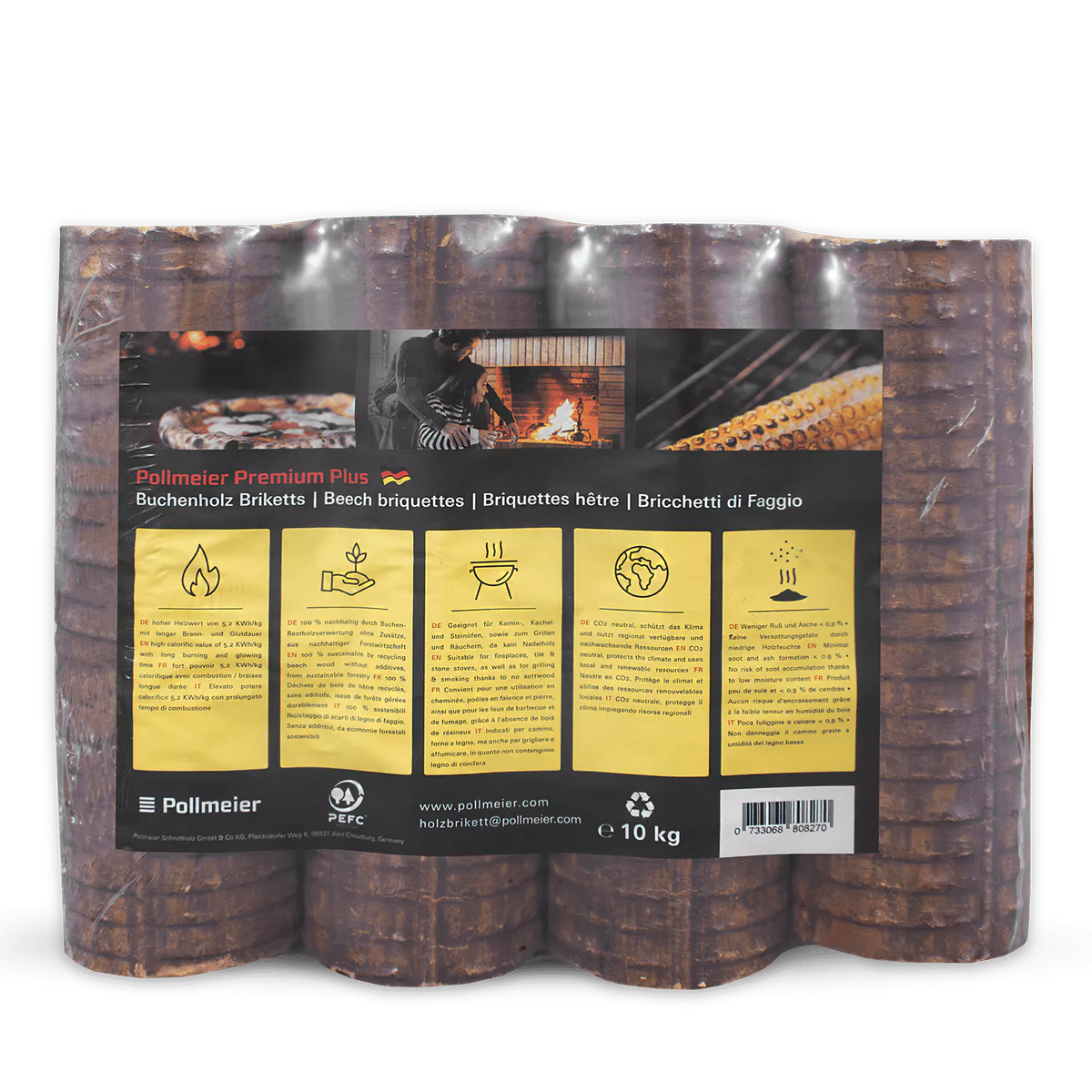 Pollmeier Buchenbriketts Nestro – rund ohne Loch (960 kg Palette)