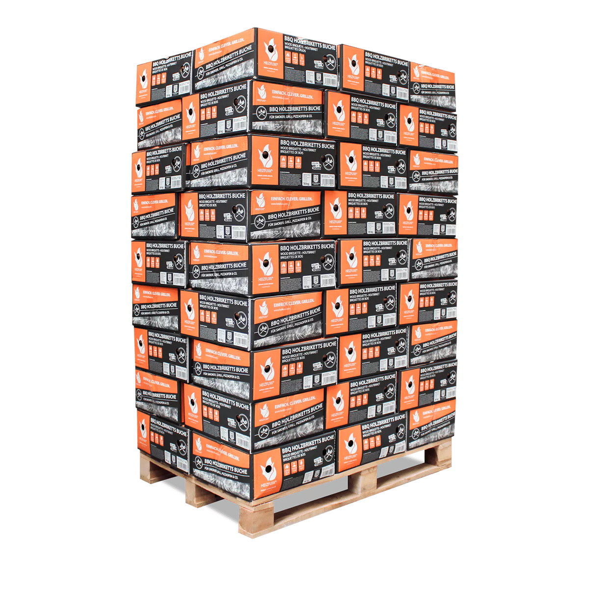 BBQ-Briketts aus reiner Buche – 18 kg Karton, 54er Palette (972 kg)