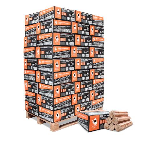 BBQ-Briketts aus reiner Buche – 18 kg Karton, 54er Palette (972 kg)