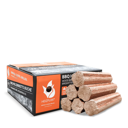 BBQ-Briketts aus reiner Buche – 18 kg Karton, 54er Palette (972 kg)