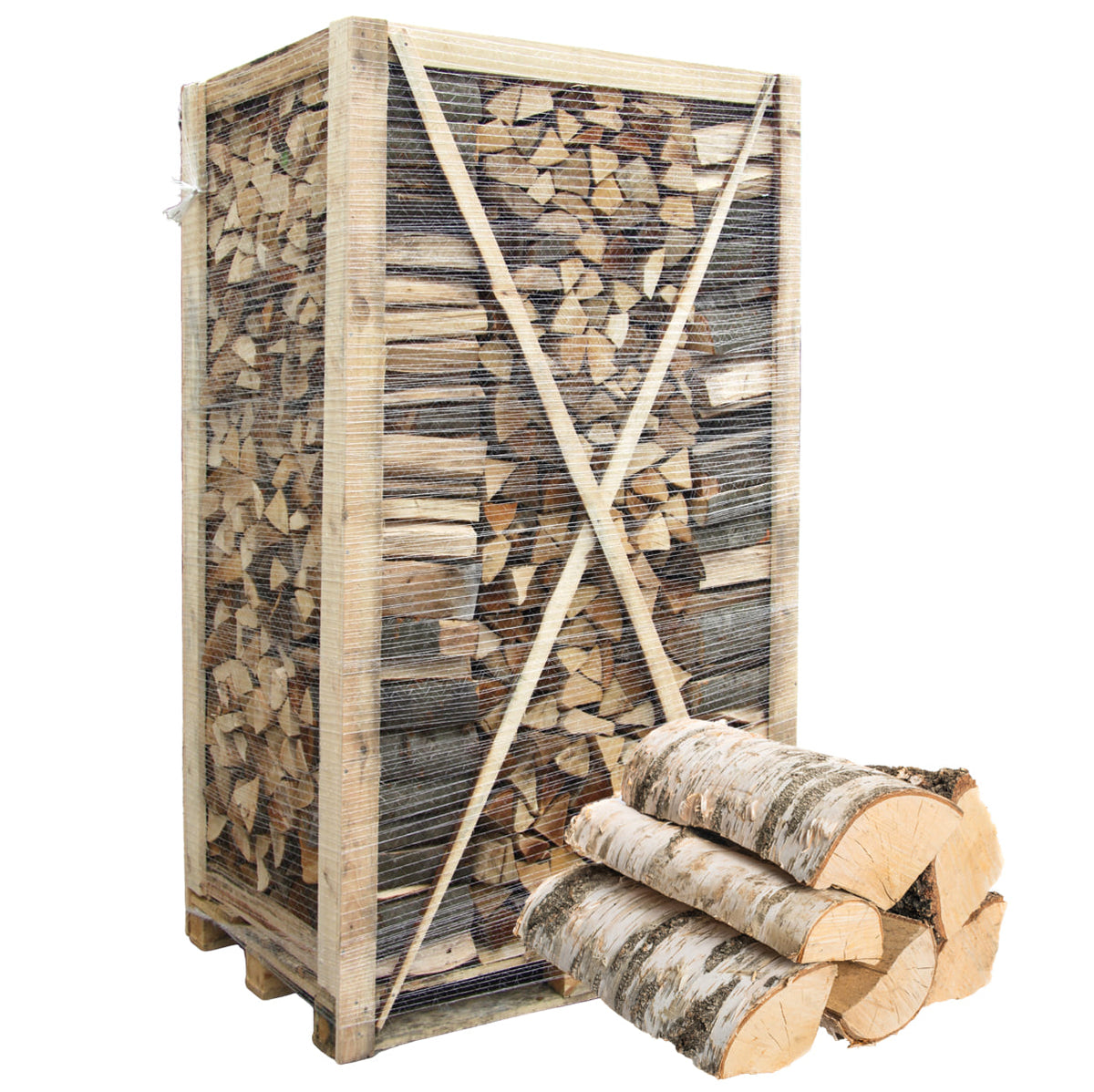 Brennholz Birke auf Palette, 1 Palette mit 1,8 RM
