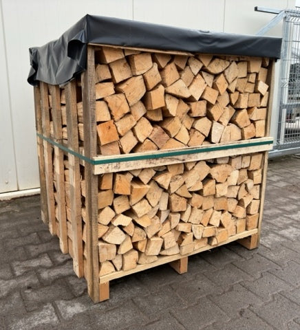 Brennholz Buche 33 cm, Ofengetrocknet mit Einwegkiste (1 RM-1,6 SRM)