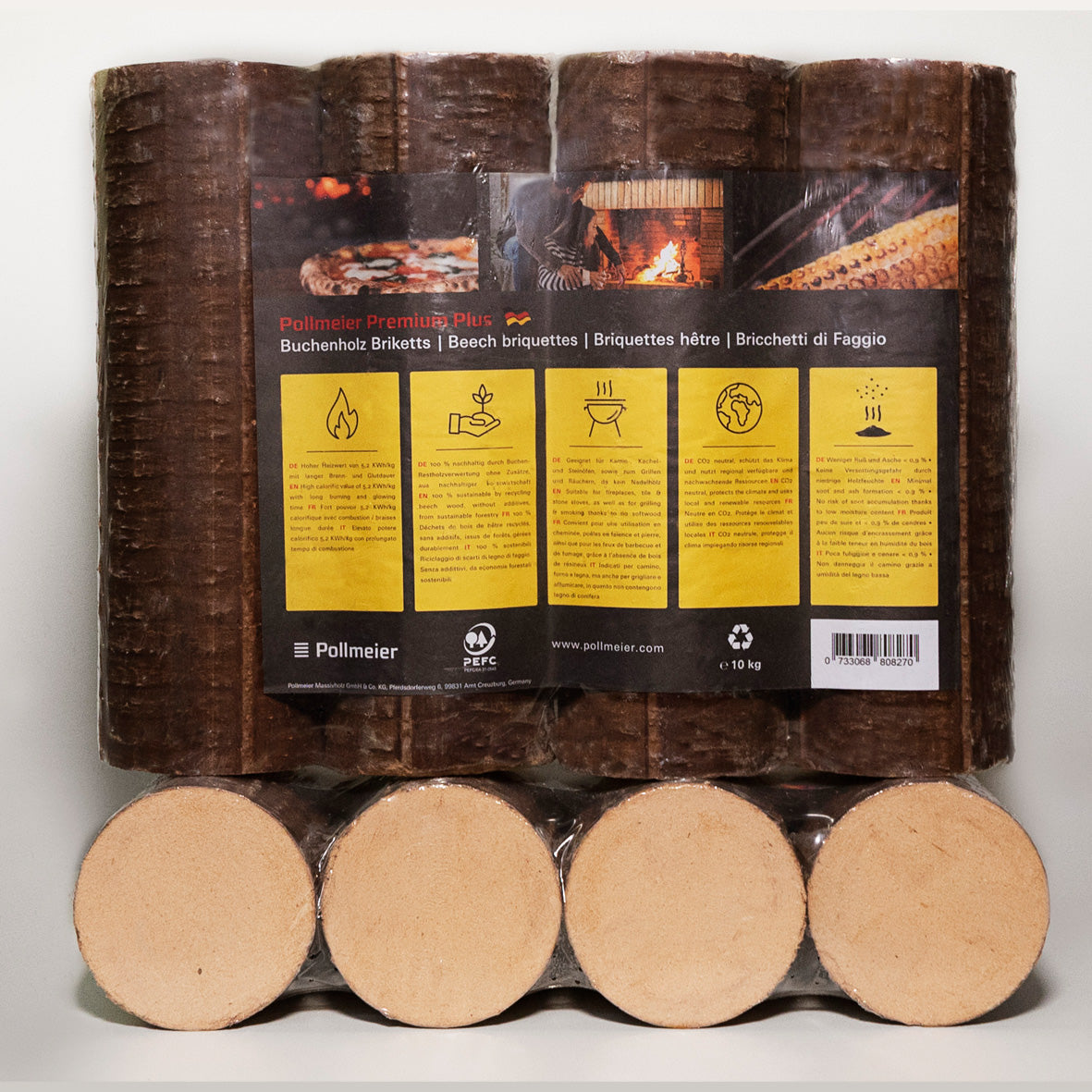 960kg Pollmeier - Runde Buchen Briketts in 10kg-Packungen inkl. Lieferung
