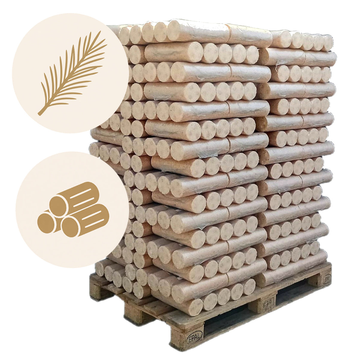 960kg Runde Nadelholz Briketts in 10kg Packungen inkl. Lieferung