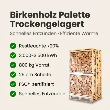 Palette Kammergetrocknetes gespalten Buchen Brennholz 25 cm