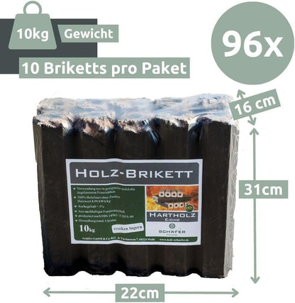 Eichenbriketts Palette 960 kg von holz4home (H4H169) – Hochwertige Brennstoffe