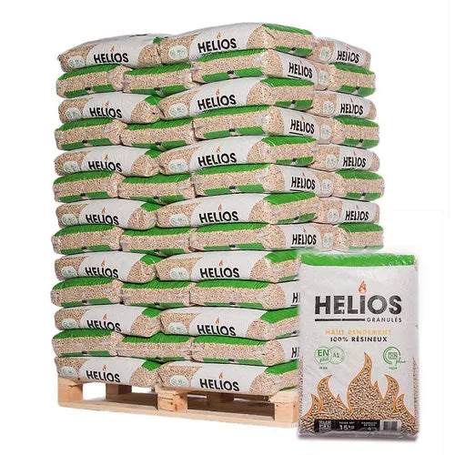 HELIOS Hochleistungs-Holzpellets – Palette 975 kg (65 Säcke)