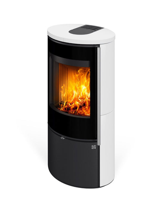 Kaminofen VERDAL 10 | Außengehäuse aus Keramik | 5,1 kW | Weiß-Schwarz